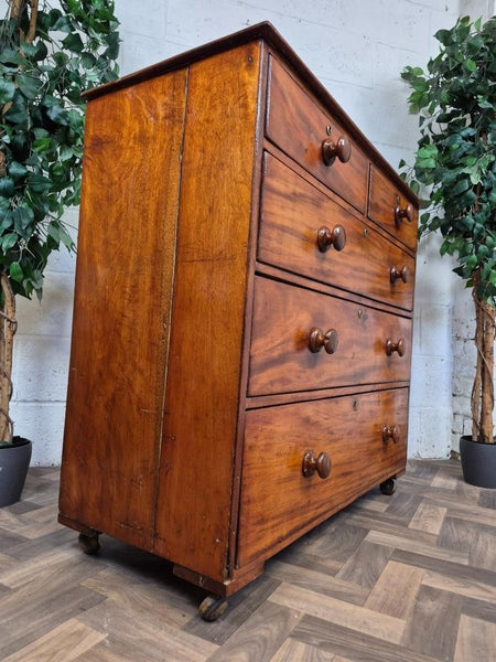 Beautiful Antique Victorian Large Mahogany Chest Of Drawers 2 Over 3