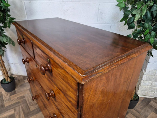 Beautiful Antique Victorian Large Mahogany Chest Of Drawers 2 Over 3