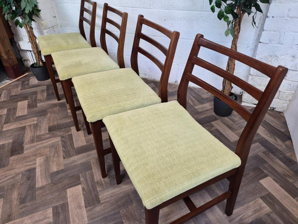 Vintage Mid-Century McIntosh Teak Extending Dining Table & 4 Green Chairs