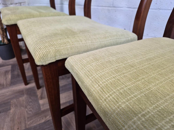 Vintage Mid-Century McIntosh Teak Extending Dining Table & 4 Green Chairs