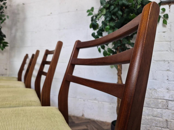Vintage Mid-Century McIntosh Teak Extending Dining Table & 4 Green Chairs