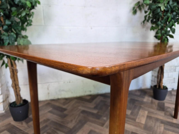 Vintage Mid-Century McIntosh Teak Extending Dining Table & 4 Green Chairs
