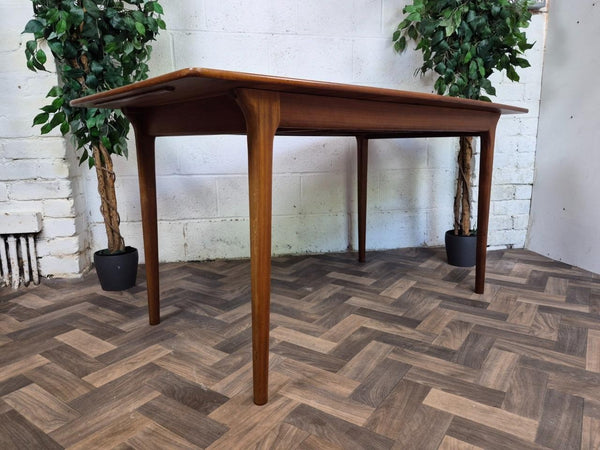 Vintage Mid-Century McIntosh Teak Extending Dining Table & 4 Green Chairs