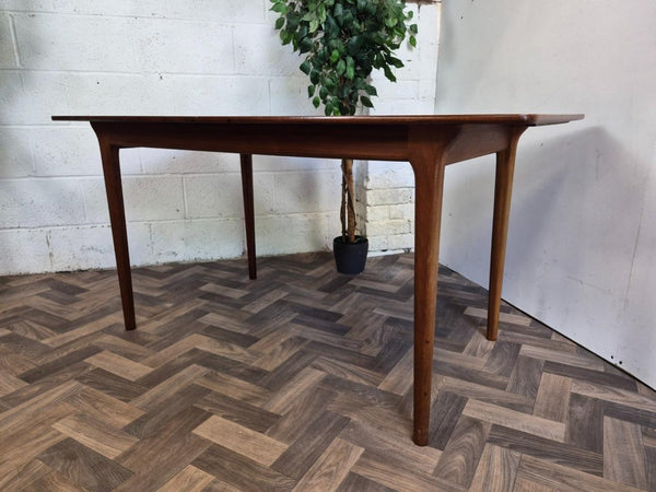 Vintage Mid-Century McIntosh Teak Extending Dining Table & 4 Green Chairs