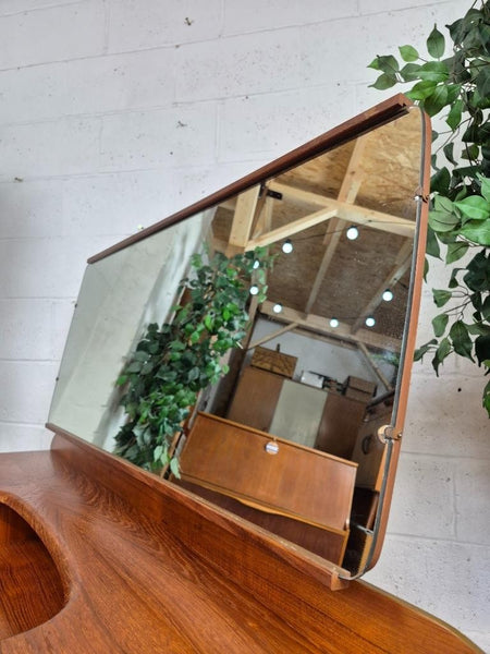 Vintage Mid-Century Teak Dressing Table With Mirror Danish Scandi MCM Retro