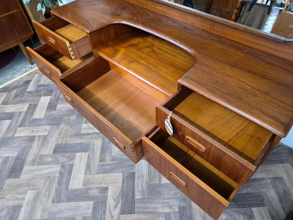 Vintage Mid-Century Teak Dressing Table With Mirror Danish Scandi MCM Retro