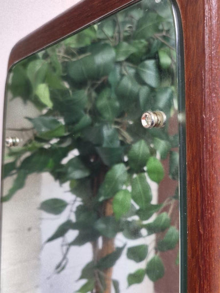 Vintage Mid-Century Asymmetric Teak Frame Wall Mirror Danish Scandi Retro MCM