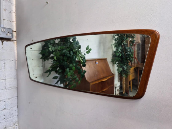 Vintage Mid-Century Asymmetric Teak Frame Wall Mirror Danish Scandi Retro MCM