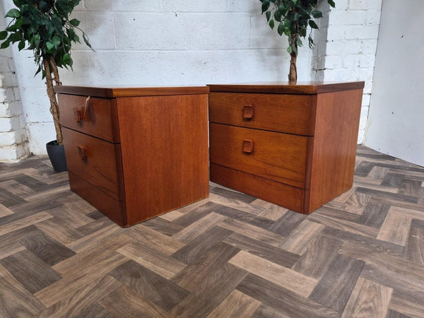 Pair Of Vintage Mid-Century Stag Cantata Teak 2 Drawer Bedside Chests Retro MCM