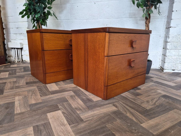 Pair Of Vintage Mid-Century Stag Cantata Teak 2 Drawer Bedside Chests Retro MCM