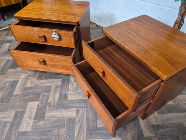 Pair Of Vintage Mid-Century Stag Cantata Teak 2 Drawer Bedside Chests Retro MCM