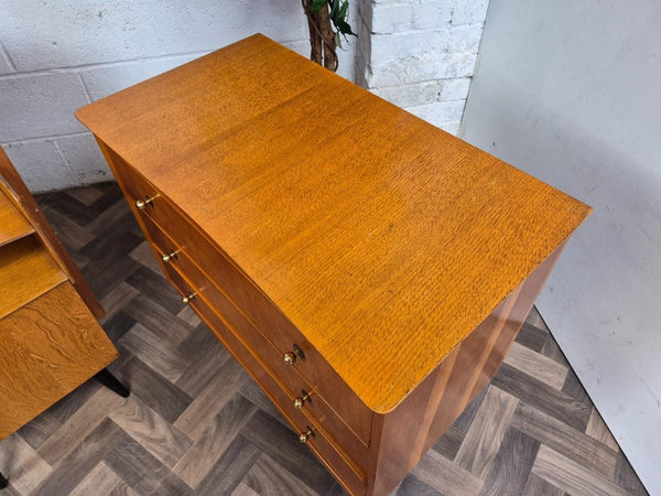 Vintage Mid-Century Bedroom Set Dressing Table & Drawers 60's Blonde Oak Retro