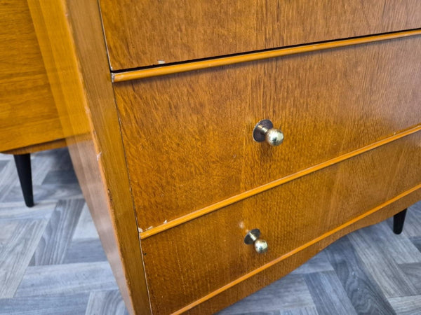 Vintage Mid-Century Bedroom Set Dressing Table & Drawers 60's Blonde Oak Retro