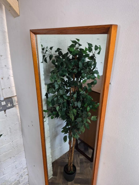 Vintage Mid-Century Rowley Long Teak Frame Wall Mirror Danish Scandi Retro MCM