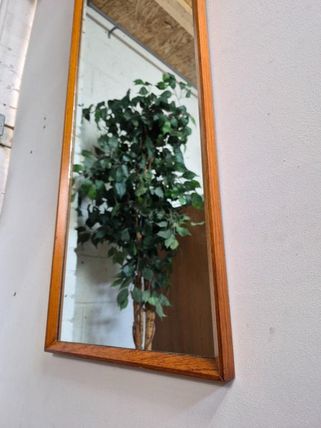 Vintage Mid-Century Rowley Long Teak Frame Wall Mirror Danish Scandi Retro MCM