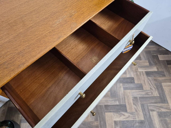 Vintage Mid-Century G Plan Brandon Oak & White Chest 5 Drawers Scandi Retro MCM