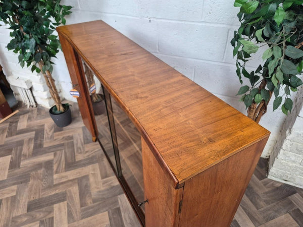 Vintage Mid-Century Nathan Walnut & Glass Slim Bookcase Sideboard Scandi Retro