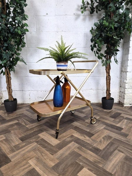 Vintage 60's Teak Formica Tea Trolley Hostess Drinks Cocktail Bar Retro Atomic