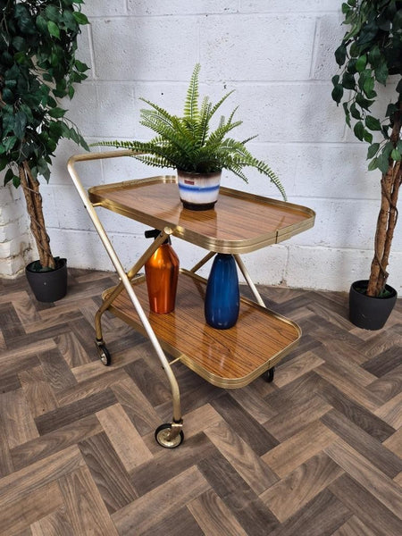 Vintage 60's Teak Formica Tea Trolley Hostess Drinks Cocktail Bar Retro Atomic