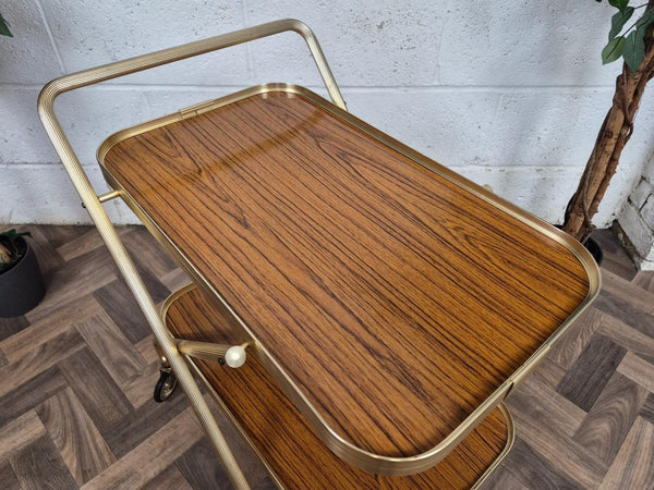 Vintage 60's Teak Formica Tea Trolley Hostess Drinks Cocktail Bar Retro Atomic