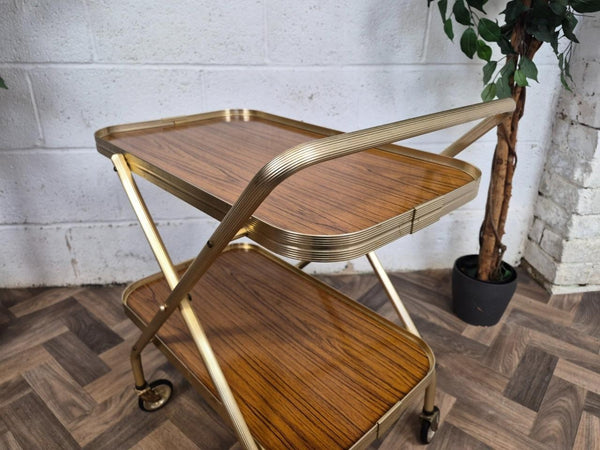 Vintage 60's Teak Formica Tea Trolley Hostess Drinks Cocktail Bar Retro Atomic