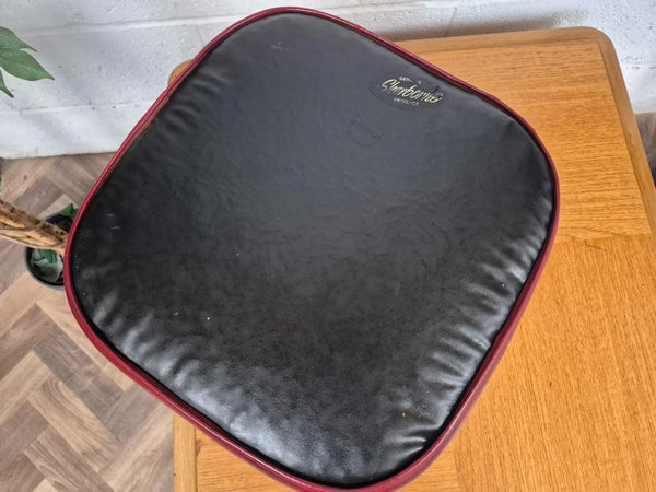 Vintage Mid-Century Sherborne Oxblood & White Vinyl Pouffe Foot Stool Retro 60's