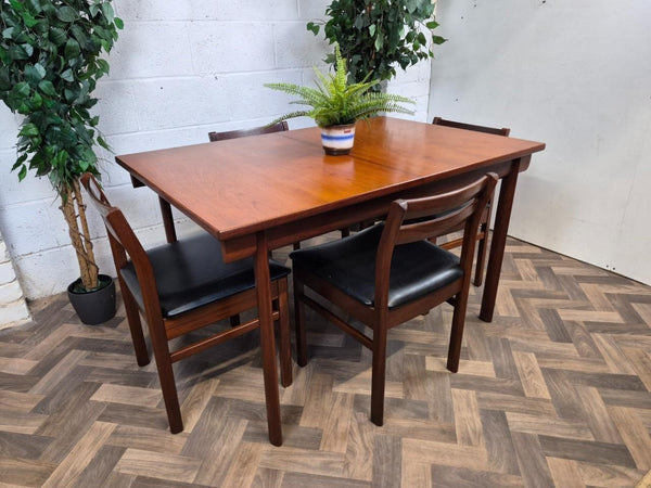 Vintage Mid-Century White & Newton Teak Extending Dining Table & 4 Chairs Set