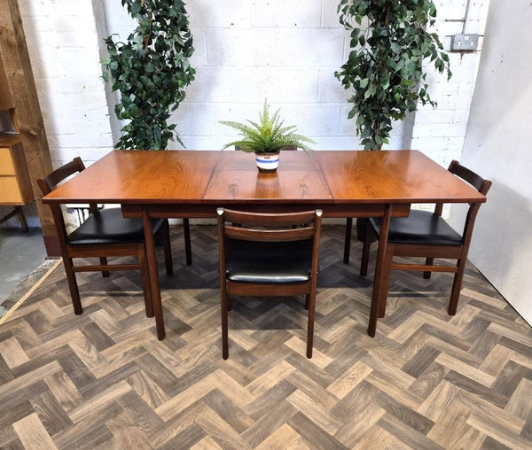 Vintage Mid-Century White & Newton Teak Extending Dining Table & 4 Chairs Set