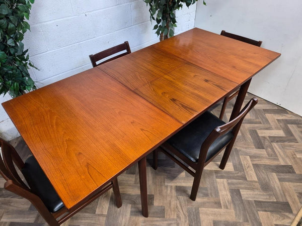 Vintage Mid-Century White & Newton Teak Extending Dining Table & 4 Chairs Set