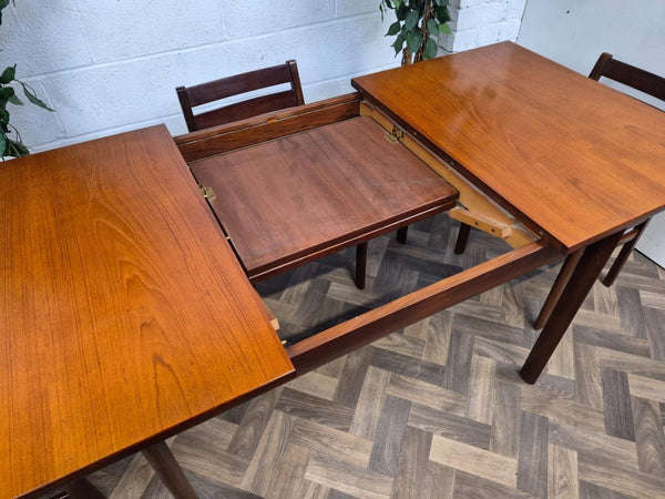 Vintage Mid-Century White & Newton Teak Extending Dining Table & 4 Chairs Set