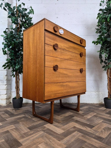 Vintage Mid-Century Teak Tallboy Chest Of 6 Drawers Scandi Danish Retro MCM