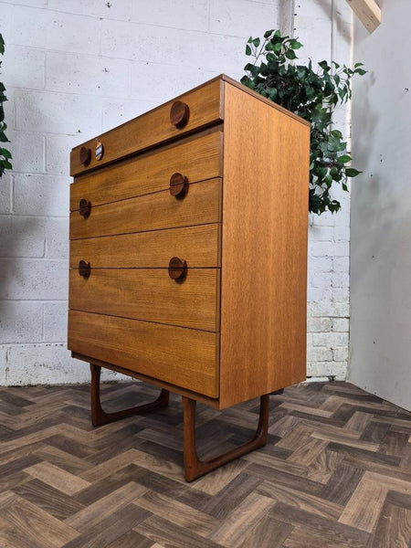 Vintage Mid-Century Teak Tallboy Chest Of 6 Drawers Scandi Danish Retro MCM