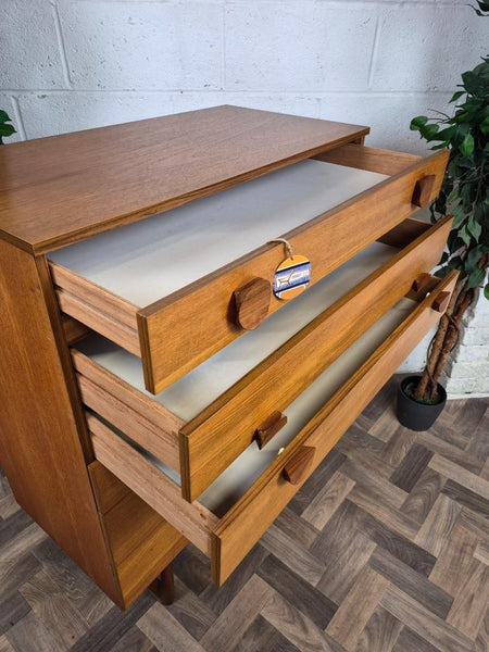 Vintage Mid-Century Teak Tallboy Chest Of 6 Drawers Scandi Danish Retro MCM