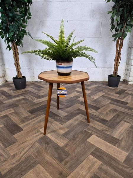 Vintage Mid-Century Small Oak Side Table Plant Stand Scandi Retro MCM