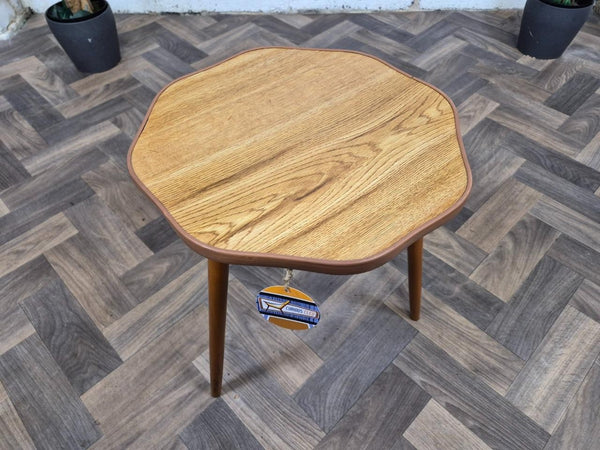 Vintage Mid-Century Small Oak Side Table Plant Stand Scandi Retro MCM
