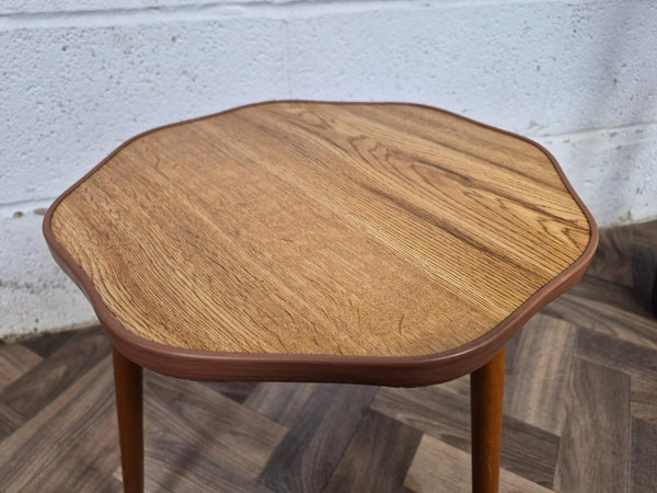Vintage Mid-Century Small Oak Side Table Plant Stand Scandi Retro MCM