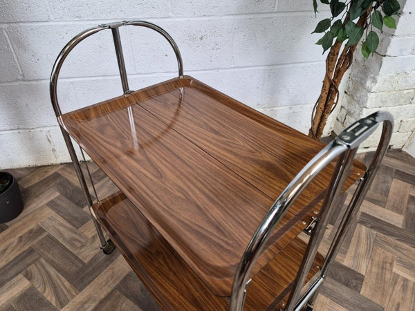 Vintage 60's Walnut Formica Tea Trolley Hostess Drinks Cocktail Bar Retro Atomic