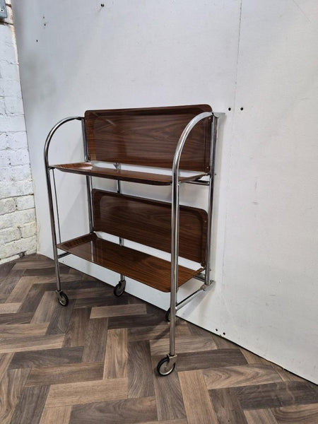 Vintage 60's Walnut Formica Tea Trolley Hostess Drinks Cocktail Bar Retro Atomic