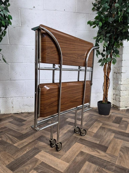 Vintage 60's Walnut Formica Tea Trolley Hostess Drinks Cocktail Bar Retro Atomic