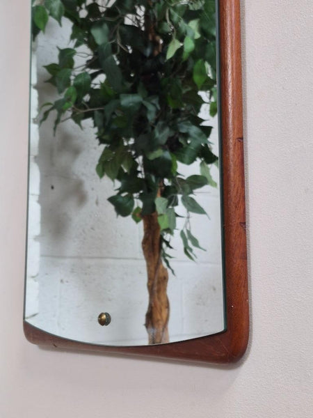 Vintage Mid-Century Teak Frame Wall Mirror Danish Scandi Retro MCM