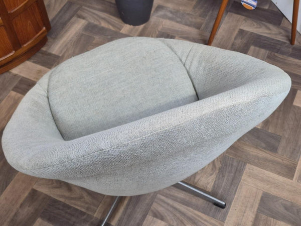 Vintage Mid-Century Chrome & Grey Tub Mini Egg Swivel Chair Retro Scandi MCM