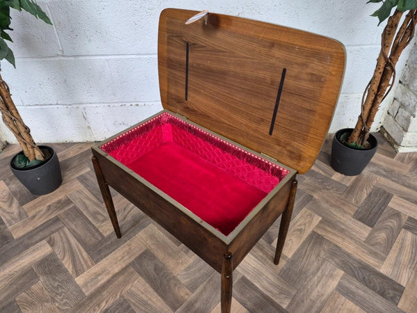 Vintage Mid-Century Walnut Sewing Craft Box Table Retro 60's MCM