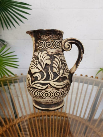 Vintage West German Pot 671 17 Bay Brown Floral Jug Mid Century