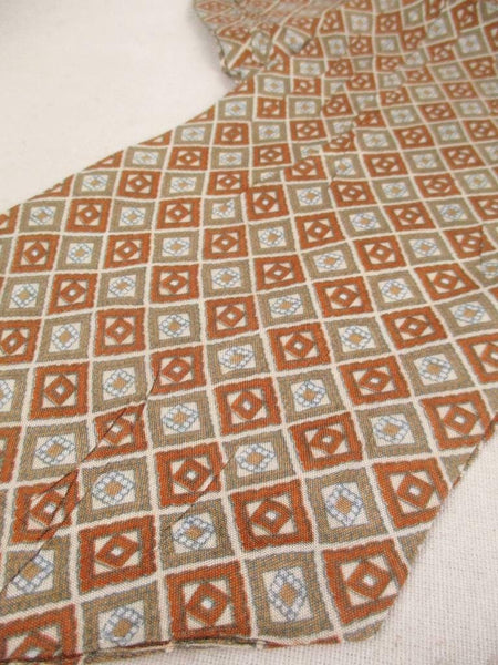 Vintage 60s Tootal Cravat Brown Diamond Check Pattern Mod Scooter Retro Dandy