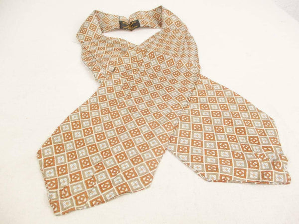 Vintage 60s Tootal Cravat Brown Diamond Check Pattern Mod Scooter Retro Dandy