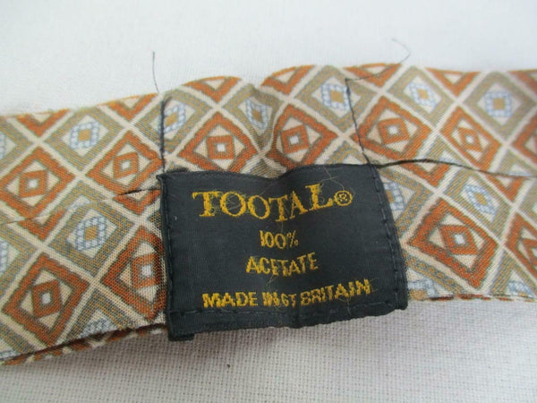 Vintage 60s Tootal Cravat Brown Diamond Check Pattern Mod Scooter Retro Dandy