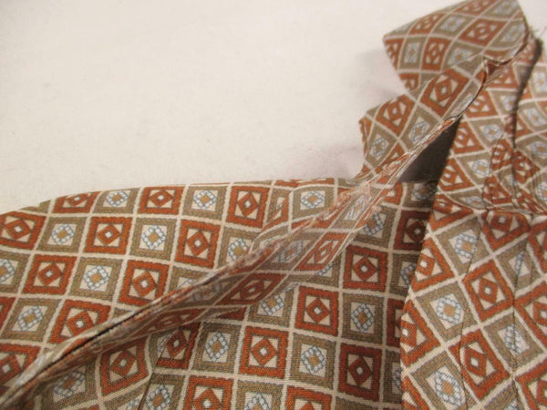 Vintage 60s Tootal Cravat Brown Diamond Check Pattern Mod Scooter Retro Dandy