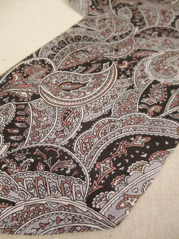 Vintage 70s Gents Cravat Black and Silver Paisley Pattern Mod Scooter Dandy Retro