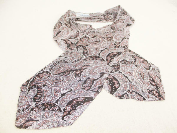 Vintage 70s Gents Cravat Black and Silver Paisley Pattern Mod Scooter Dandy Retro