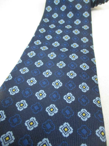 Vintage 70s St Michael Mens Tie Blue Floral Check Pattern Retro